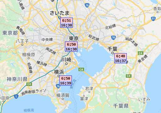 埼玉県川口市初日の出スポット荒川土手 21時刻 過去4年の画像公開